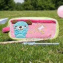 [Dog & Bone] Embroidered Applique Pencil Pouch Bag / Cosmetic Bag / Carrying Case (7.3*3.3*1.4)