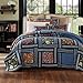 DaDa Bedding Bohemian Midnight Ocean Blue Sea Reversible Real Patchwork Quilted Bedspread Set - Dark Navy Floral Multi-Color Print - King - 3-Pieces