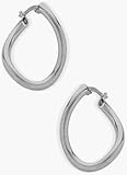 10 Karat White Gold Swirl Hoop Earrings