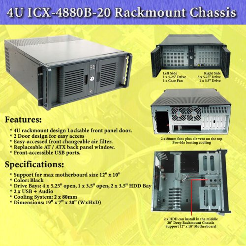 4U ICX-4880B-20 Rackmount Rack Mount Chassis Case
