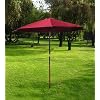2010 9' Burgundy Patio Umbrella Wooden Market Umbrella with Tilt
