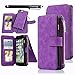 iPhone 7 Plus Case, iPhone 8 Plus Case, CaseUp 12 Card Slot - [Zipper Cash Storage] Premium Flip PU Leather Wallet Case Cover With Detachable Magnetic Hard Case - Purple