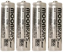 Moonrays 97125 Rechargeable NiCd AA Batteries for Solar Powered Units, 4 Pack