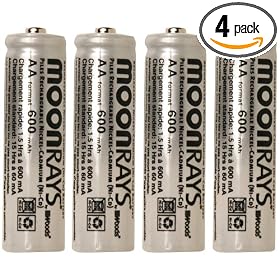 Moonrays 97125 Rechargeable NiCd AA Batteries for Solar Powered Units, AA, 4 Pack by Coleman Cable