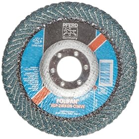 PFERD 67196 POLIFAN SGP CURVE 5" x 7/8", 40 Grit Medium Radius Zirconia Flap Disc