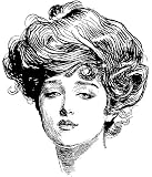 Gibson Girl rubber stamp WM 2x1.75