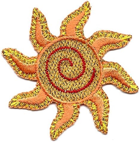 SUN, GOLD SPARKLY/Iron On Embroidered Applique/Astrology, Beach Sun,Tropical