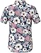 SSLR Men's All Over Printing Short Sleeve Denim Shirt (Medium, White Pink)