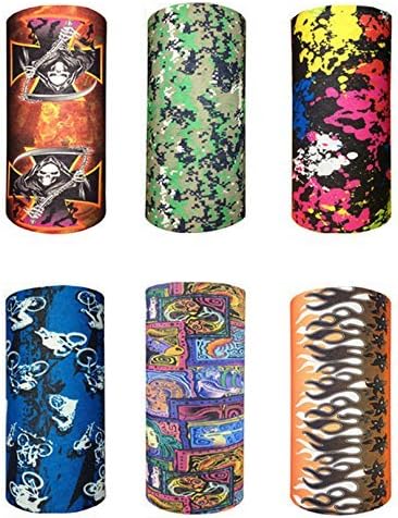 6pc Tube Headband Set Biker Motorcycle Face Shield Guards Assorted Seamless Outdoor Sport Bandanna Headwrap Scarf Wrap