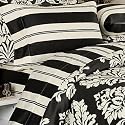 Modern Toile Damask Black Cream Duvet Cover Set Queen