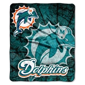 NFL Miami Dolphins Raschel Plush Throw Blanket, Roll Out Design