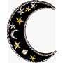 Crescent Moon with Stars and Moons Inside - Embroidered Iron on or Sew On Patch (Celestial)