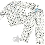 White and Blue Dog Flannel Pajamas for Women