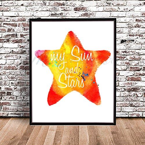 MY SUN AND STARS GAME OF THRONES Watercolor Styled PRINT by MeiFlowerArt (Large 16" x 20") silhouette painting, poster, Illustration, drawing, wall decor art work ASOIAF Daenerys Quote on Star