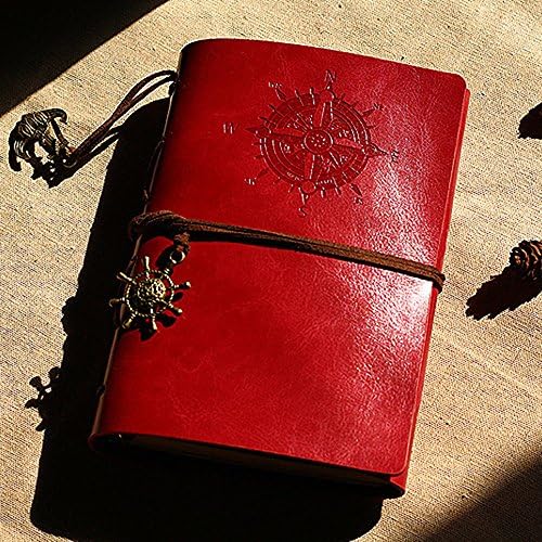 Celestte Vintage Leather Cover Note Book, Classic Writing Journal (Classic red)