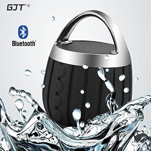 GJT®LP-03 Waterproof Wireless Bluetooth Shower Speakers IPX6 Water Resistant,Bathroom,Pool,Boat,Car,Outdoor Speakers,Rechargable Battery Support TF card and Aux-in Function(BLACK)