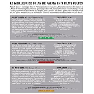 Coffret Brian De Palma : Blow Out + Pulsions + Furie [Blu-ray]