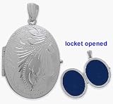 Sterling Silver Oval Locket with Diamond Cut Pattern with Chain