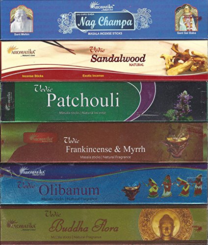 Aromatika - set of 6 nag champa sandalwood patchouli ol…