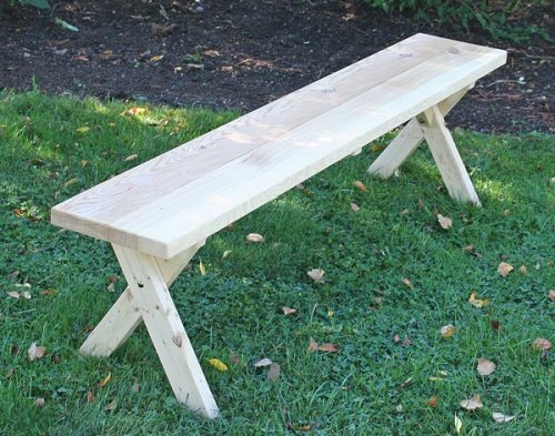 3' Unstained Pine Crosslegged Table Bench