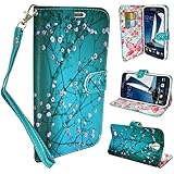 Galaxy Alpha Case, Galaxy Alpha Wallet Case, Customerfirst PU Leather Wallet Stand Magnetic Cover Case for Samsung Galaxy Alpha G850F (Blooming Teal)