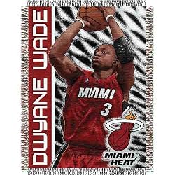 Dwayne Wade #3 Miami Heat NBA Woven Tapestry Throw Blanket (48x60")"