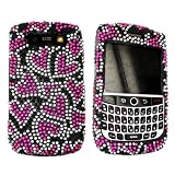 For Blackberry Curve 8900 Bling Hard Case Pink Hearts