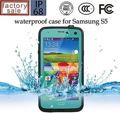 City View(TM) Waterproof Dustproof Snowproof Shockproof Hard Armor Protective Cover Case For Samsung Galaxy S5 I9600 with Stylus Pen (Teal)