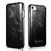 iPhone 7 Leather Case, Icarercase Genuine Vintage Leather Flip Folio Opening Cover in Curved Edge Design, Side Open Case with Hidden Magnetic Snap for Apple iPhone 7 (Black)