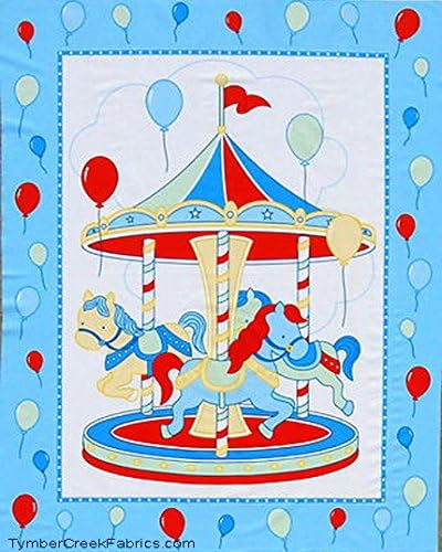 Carousel Merry-Go-Round Cotton Fabric Panel (Great for Quilting, Sewing, Craft Projects, a Child's Quilt & More) 44" x 35" Wide