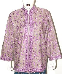 Womens Jacket Wool Fabric Hand Embroidery Evening Dress Handmade in Kashmir Size 16 (jkt361)