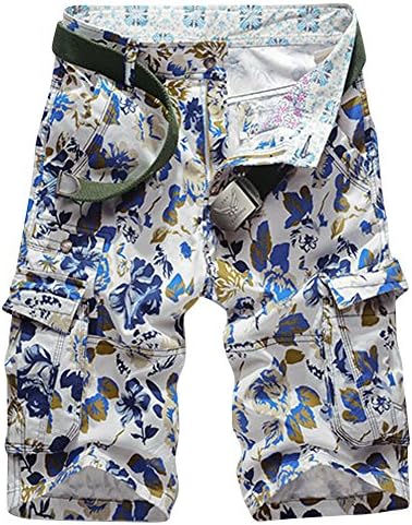 CityCloverBek Men's Summer Fashion Camo Straight Ankle Beach Casual Shorts Royalblue 32