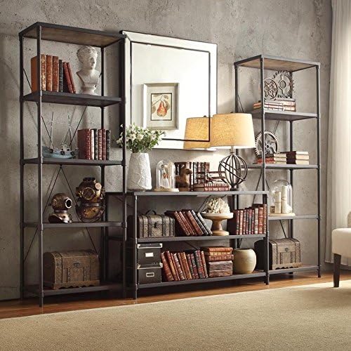 Rustic Wood Bookcase with Fixed Shelves Featuring an Industrial, Factory Look - 100% Satisfaction Guarantee