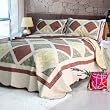 [Cerelia] 100% Cotton 3PC Floral Vermicelli-Quilted Patchwork Quilt Set (Full/Queen Size)