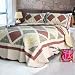 [Cerelia] 100% Cotton 3PC Floral Vermicelli-Quilted Patchwork Quilt Set (Full/Queen Size)