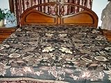 Black Pashmina Jamavar Indian Bedspread Bedding Couch Throw King/queen 108" ....