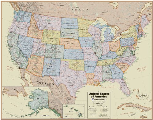 Hemisphere Boardroom World and USA Wall Map Set