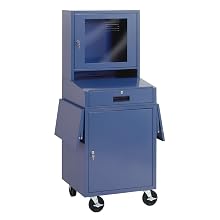 Edsal CSC6625BU 24-1/2-Inch Wide by 22-1/2-Inch Deep by 62-3/4-Inch High Mobile LCD Monitor Computer Cabinet, Blue