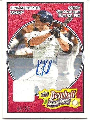 Kevin Kouzmanoff 2008 Upper Deck Heroes Baseball Jersey Autograph Red Jersey Card 40/50