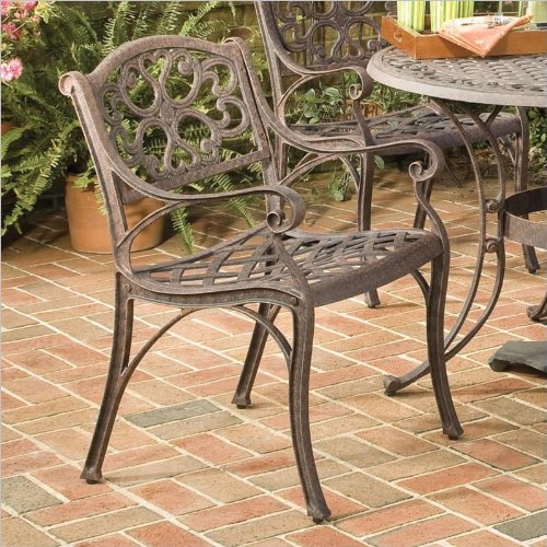 Home Styles Outdoor Dining Arm Chair in Rust Brown Finish (Set of 2)