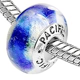 925 Sterling Silver Murano Style Glass Bead - Baby Baluga (Pandora and Chamilia Compatible)