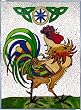 CELTIC Irish ROOSTER Knotwork Painted Gel-Back Glass Suncatcher 10.25x14 Window