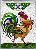 14 Stained ART Glass IRISH CELTIC Collection ROOSTER Chicken KNOTWORK WINDOW