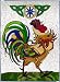 CELTIC Irish ROOSTER Knotwork Painted Gel-Back Glass Suncatcher 10.25x14 Window