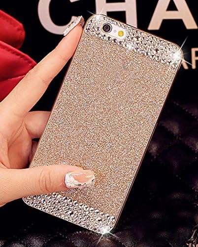 iPhone 5C Case, ARSUE (TM) Beauty Luxury Hybrid Bling Rhinestone Diamond Crystal Glitter Hard Case Cover Shell Phone Case for Apple iPhone 5C (Gold + Bling, iphone 5C)