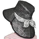 帽子 涼かちゃん ハットワイドメッシュペイズリー (722 ブラック)