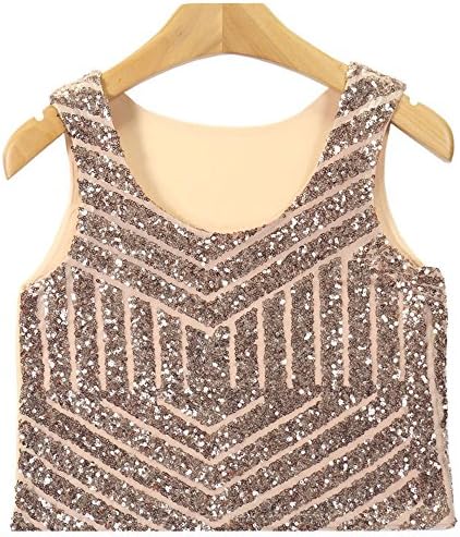 Lovage Women's Tank Crop Top Sequin Sexy Transparent Club Party T-shirts (One Size, Metalic)