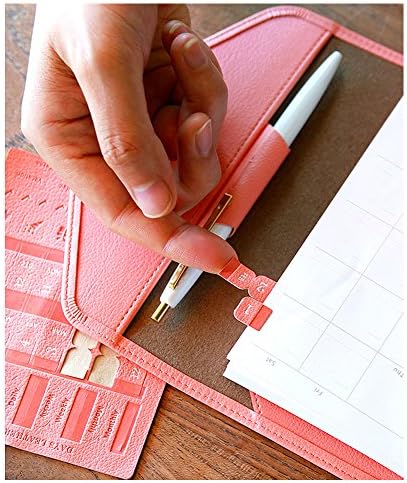 2018 Date Daily Planner Diary,business Meeting Notebook, Wallet Planner,purse Handbag Diary/Leather Sticker (Pink)