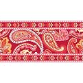 Peel & Stick Applique - Paisley Please Stripe Red/Pink (2 @ 6.5 x 192 ")