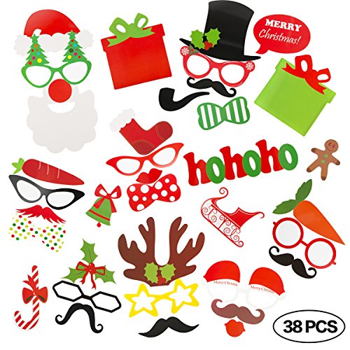 Christmas Photo Booth Props for Instant Camera 38 Pieces DIY Kit Party Supplies